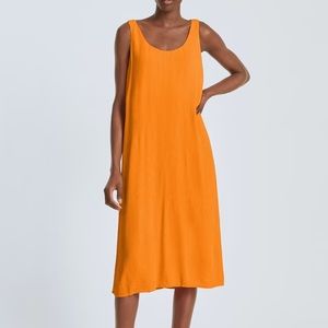 NWT Everlane Naia Ripple Tank Midi Dress Orange Size XL